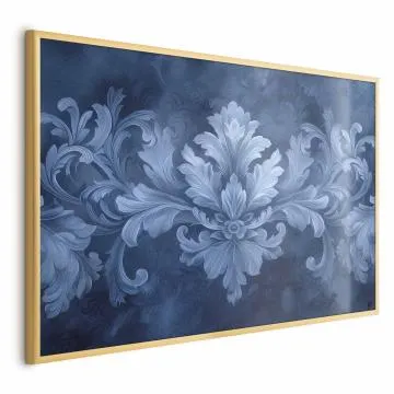 Plakat Błękitny ornament 60x40 cm z ramą złotą bez marginesu