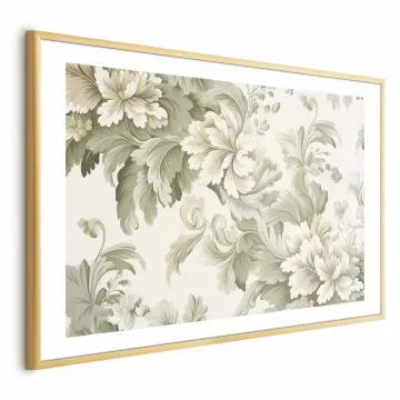 Plakat Vintage kwiaty 30x21 cm z ramą złotą z marginesem