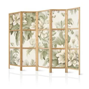 Parawan japoński Kwiaty 225x172 cm 5-częściowy beżowy
