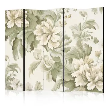 Parawan dwustronny Kwiaty 225x172 cm 5-częściowy beżowy
