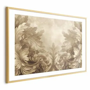 Plakat Rzeźbione ornamenty 90x60 cm z ramą złotą z marginesem
