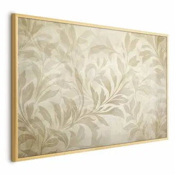 Plakat Piaskowe listki 90x60 cm z ramą złotą bez marginesu