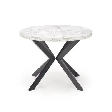 Stół okrągły rozkładany PERONI 100(250)x100 biały marmur/czarny