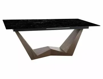 Stół rozkładany BONUCCI CERAMIC 200(250)x98 czarny marmur/orzech
