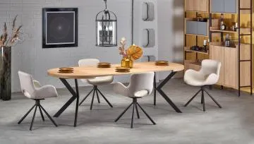 Stół okrągły rozkładany PERONI 100(250)x100 dąb/czarny