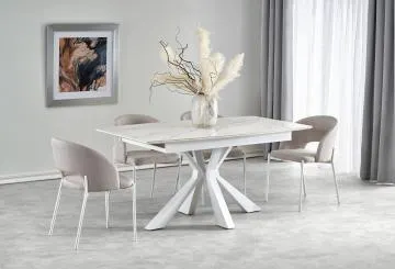 Stół rozkładany VIVALDI 160(200)x89 biały marmur/biały