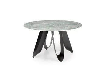 Stół okrągły GIOVANI 135x135 zielony marmur/czarny
