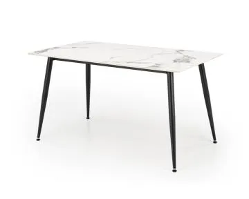Stół EMILIO 140x80 biały marmur/czarny