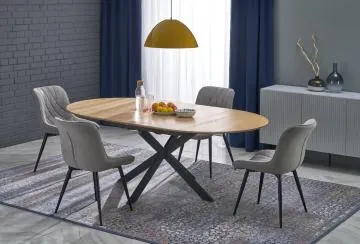 Stół rozkładany ACORD 120(200)x120 dąb naturalny/czarny