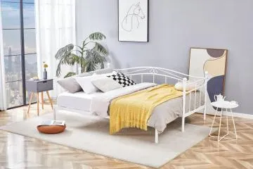 Łóżko metalowe ARIZA 180x200 białe wysuwane