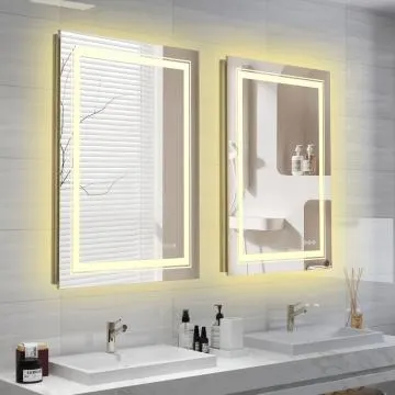 Lustro łazienkowe VERO 60x80cm srebrne z oświetleniem LED