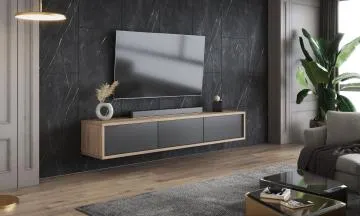 Szafka RTV FRIDA 3K 180cm dąb olejowany/antracyt