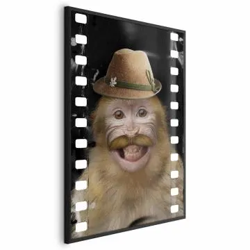Plakat Małpa w kapeluszu 40x60 cm z ramą czarną bez marginesu