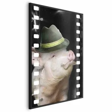 Plakat Świnia z wąsami 29,7x42 cm z ramą czarną bez marginesu