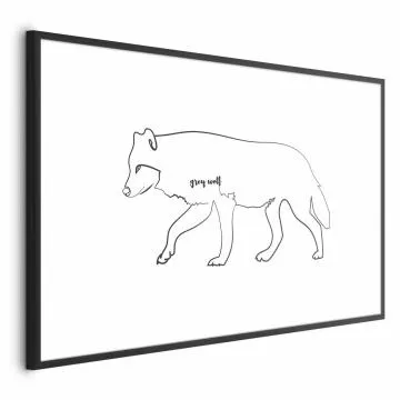 Plakat Wilk 30x21 cm z ramą czarną z marginesem