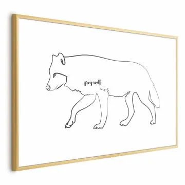 Plakat Wilk 30x21 cm z ramą złotą bez marginesu