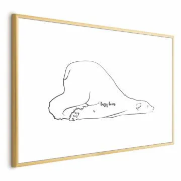 Plakat Leniwy niedźwiedź 30x21 cm z ramą złotą bez marginesu