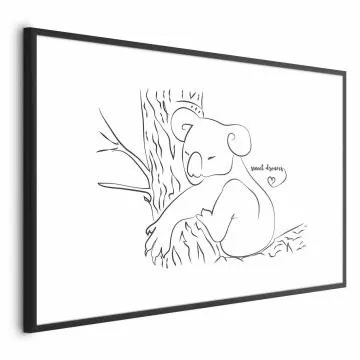 Plakat Śpiący koala 42x29,7 cm z ramą czarną z marginesem
