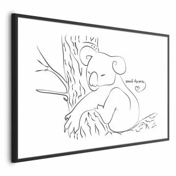 Plakat Śpiący koala 42x29,7 cm z ramą czarną bez marginesu