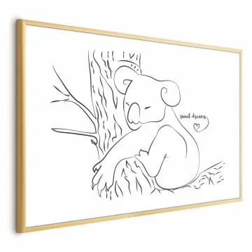 Plakat Śpiący koala 90x60 cm z ramą złotą bez marginesu