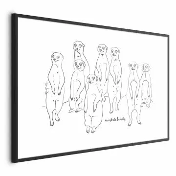 Plakat Rodzina surykatek 30x21 cm z ramą czarną z marginesem