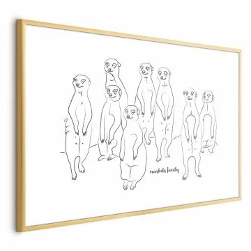 Plakat Rodzina surykatek 42x29,7 cm z ramą złotą z marginesem
