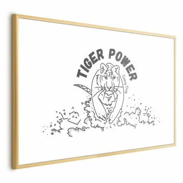 Plakat Tiger power 30x21 cm z ramą złotą z marginesem