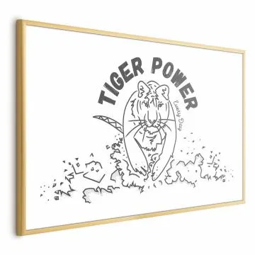 Plakat Tiger power 30x21 cm z ramą złotą bez marginesu