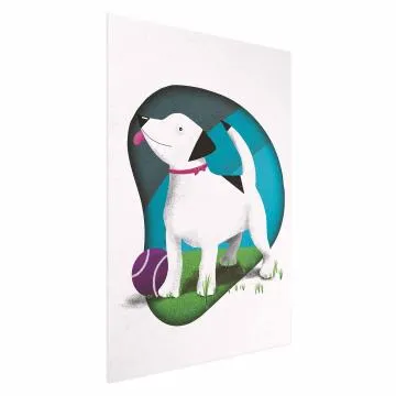 Plakat Pies i piłka 40x60 cm bez ramy bez marginesu
