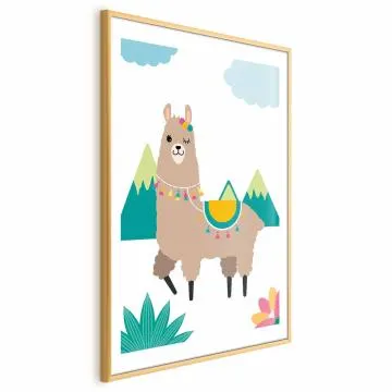 Plakat Niezwykła lama 40x60 cm z ramą złotą z marginesem