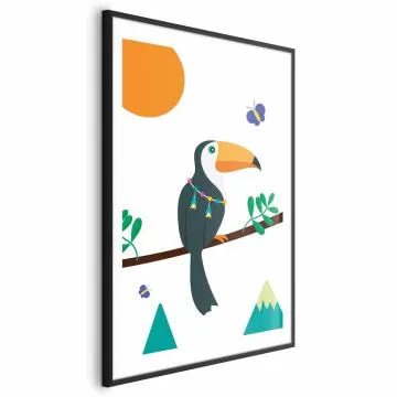 Plakat Tukan i motyle 60x90 cm z ramą czarną z marginesem