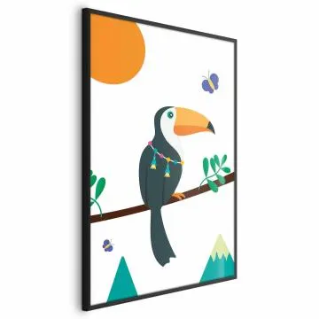 Plakat Tukan i motyle 60x90 cm z ramą czarną bez marginesu