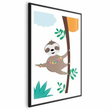 Plakat Wesoły leniwiec 40x60 cm z ramą czarną z marginesem