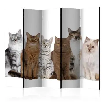 Parawan akustyczny Zwierzęta 225x172 cm 5-częściowy szary