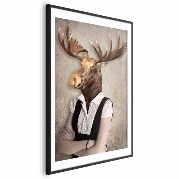 Plakat Łebski łoś 40x60 cm z ramą czarną z marginesem
