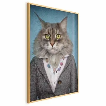 Plakat Pani kot 29,7x42 cm z ramą złotą bez marginesu