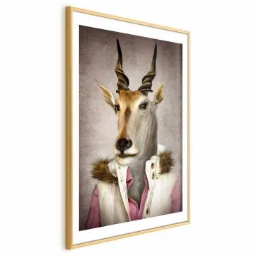 Plakat Antylopa 29,7x42cm z ramą złotą z marginesem