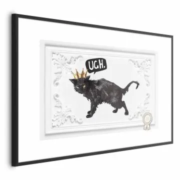 Plakat Kot w koronie 30x21 cm z ramą czarną z marginesem