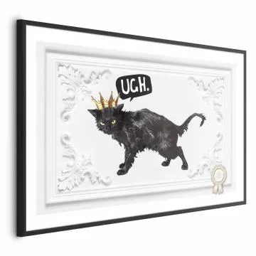Plakat Kot w koronie 30x21 cm z ramą czarną bez marginesu