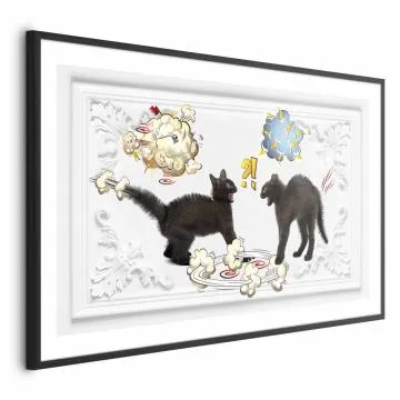 Plakat Kocia kłótnia 30x21 cm z ramą czarną bez marginesu