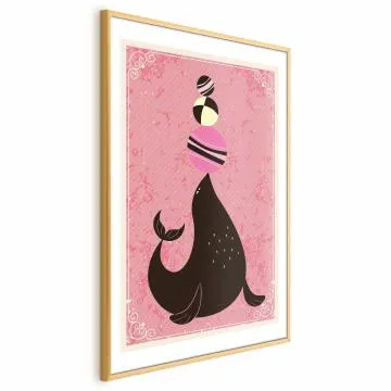 Plakat Foka 29,7x42 cm z ramą złotą z marginesem