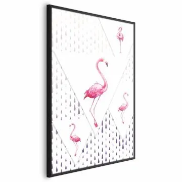 Plakat Rodzina flamingów 60x90 cm z ramą czarną bez marginesu