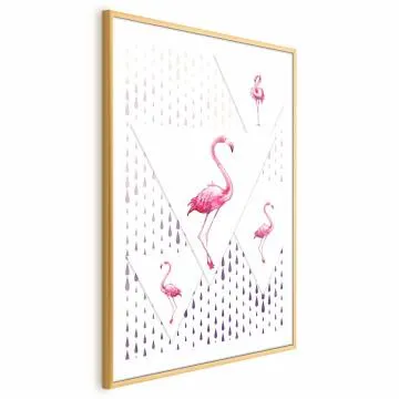 Plakat Rodzina flamingów 21x30 cm z ramą złotą z marginesem