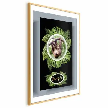Plakat Leniwiec 21x30 cm z ramą złotą z marginesem