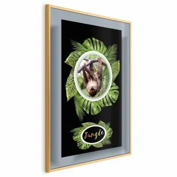 Plakat Leniwiec 21x30 cm z ramą złotą bez marginesu