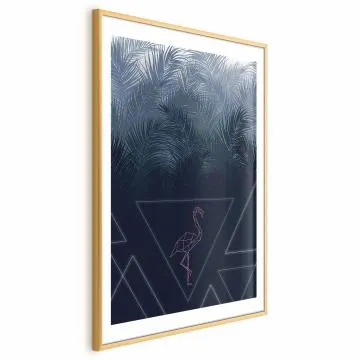 Plakat Geometryczny ptak 60x90 cm z ramą złotą z marginesem