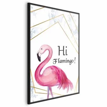 Plakat Hi flamingo 21x30 cm z ramą czarną bez marginesu