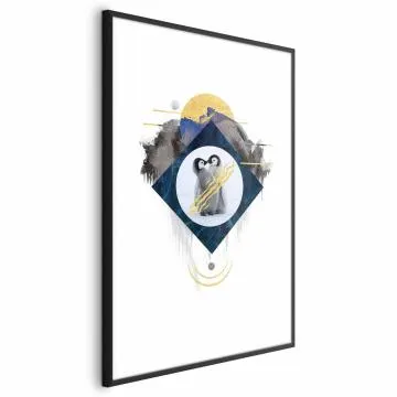 Plakat Para pingwinów 40x60 cm z ramą czarną z marginesem