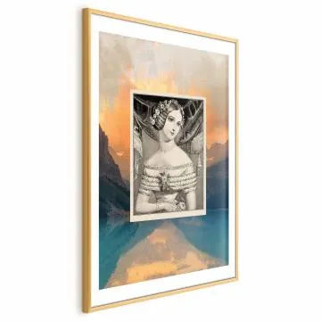 Plakat Retro portret 29,7x42 cm z ramą złotą z marginesem