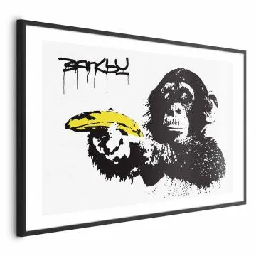 Plakat Bananowy pistolet 90x60 cm z ramą czarną z marginesem